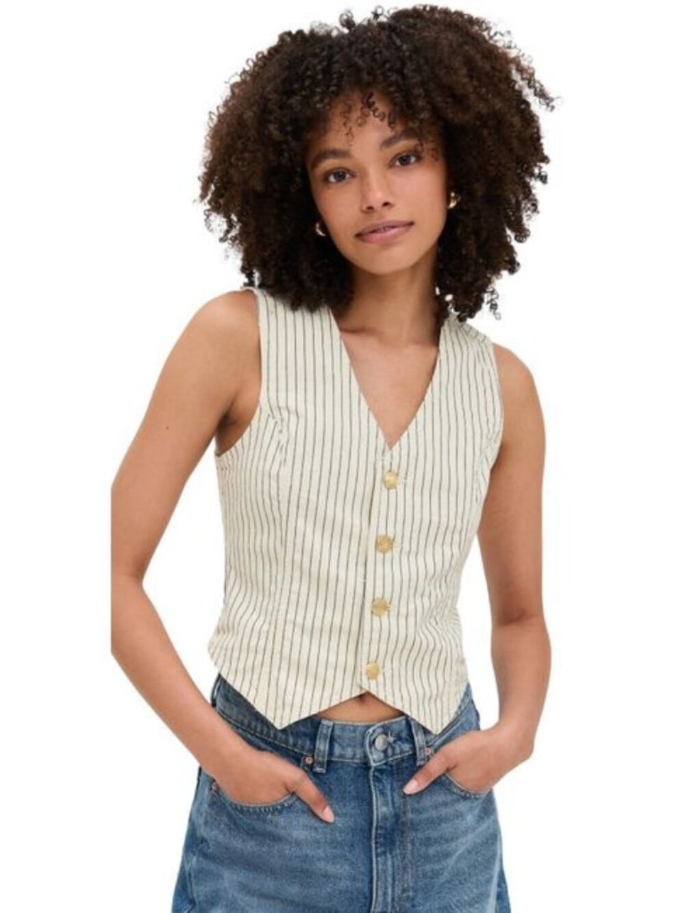 DL1961 denim vest, white pin stripe, small, like new
